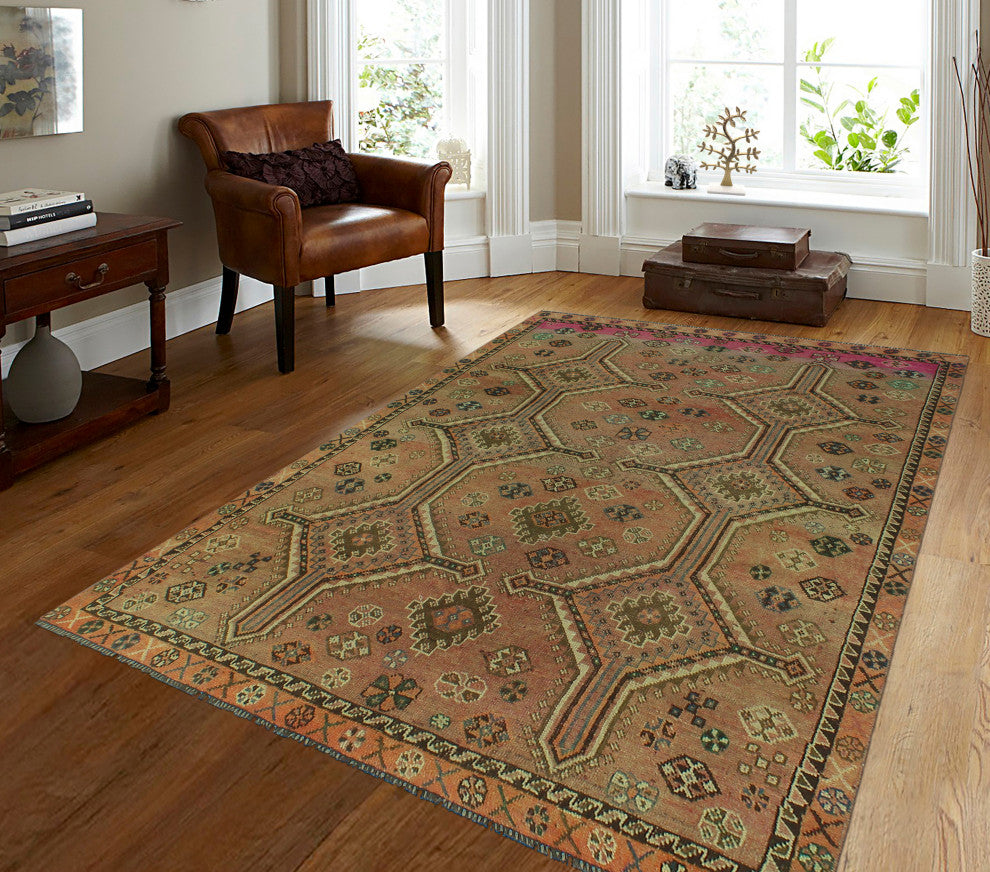 Fine Vintage Distressed Creed Rust Rug