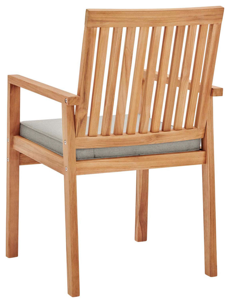 Farmstay 5 Piece Outdoor Patio Teak Wood Dining Set Natural Taupe