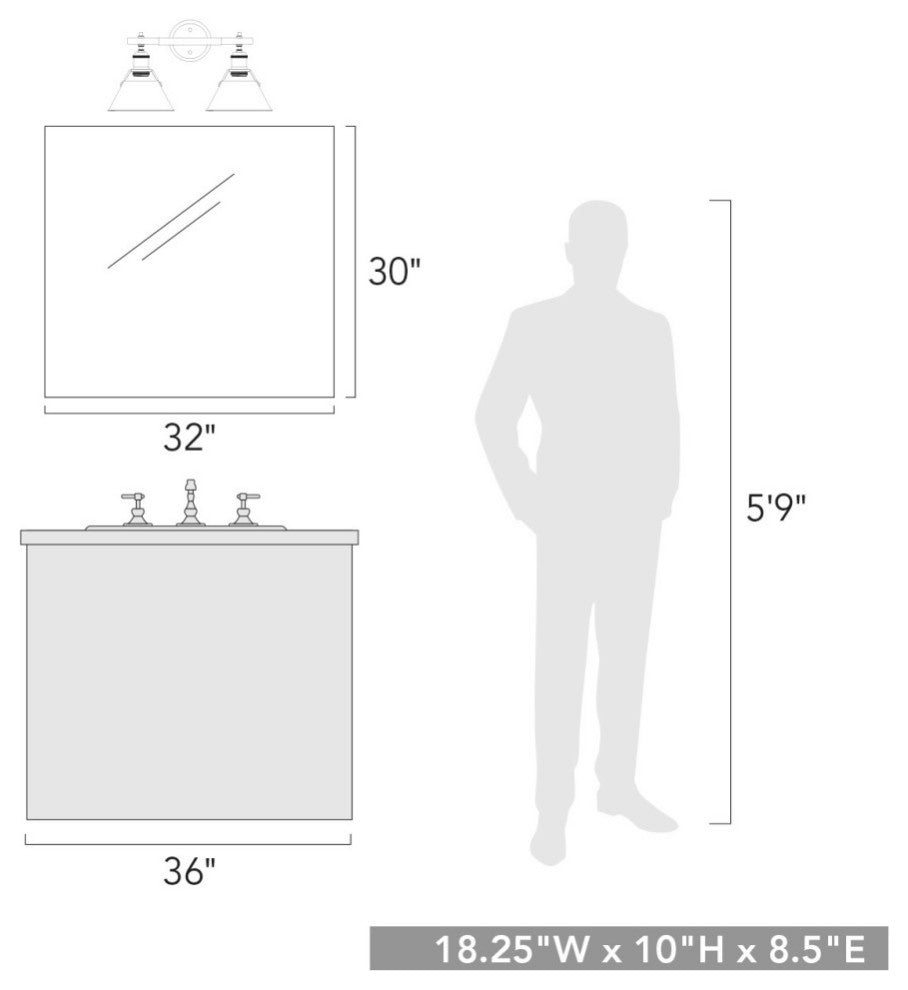 Orwell 2-Light Vanity Light in Matte Black