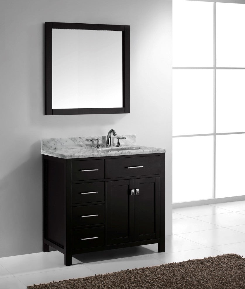 Caroline Parkway 36" Single Bathroom Vanity Set Espresso, Marble Top