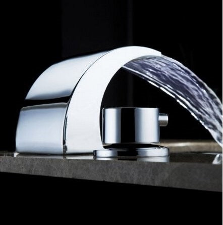 Fernie Deck Mounted LED Water Fall Bathroom Sink Faucet