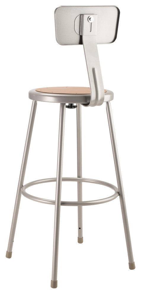 NPS 30"Heavy Duty Steel Stool With Backrest, Grey