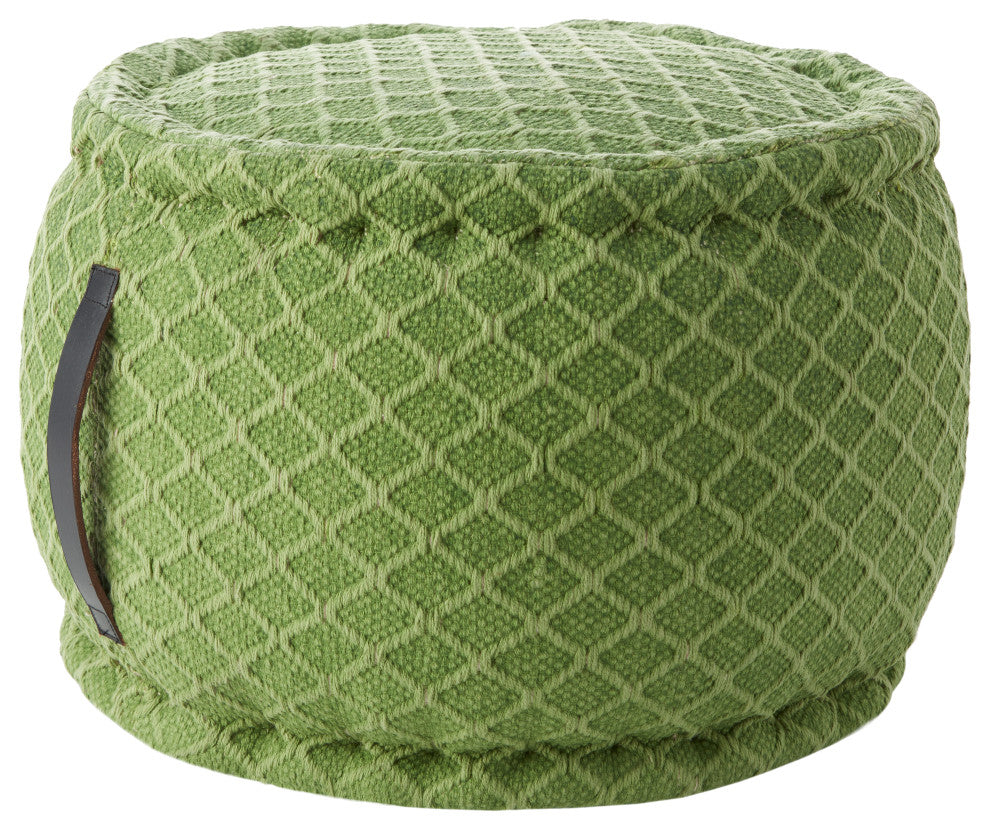 Mina Victory AS696 Pouf, Green, 20" x 20" x 12"