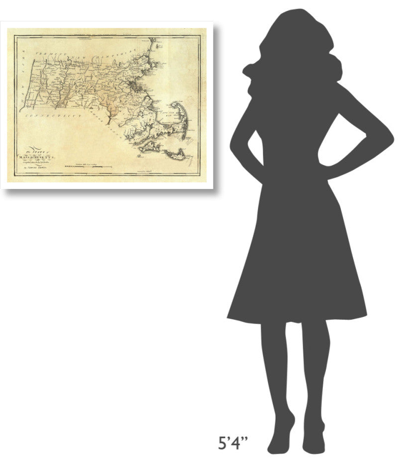 "State of Massachusetts, 1795" Digital Paper Print by Mathew Carey, 32"x25"
