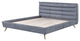 Benzara BM269602 Queen Bed With Leather Upholstery and Tapered Metal Legs, Gray