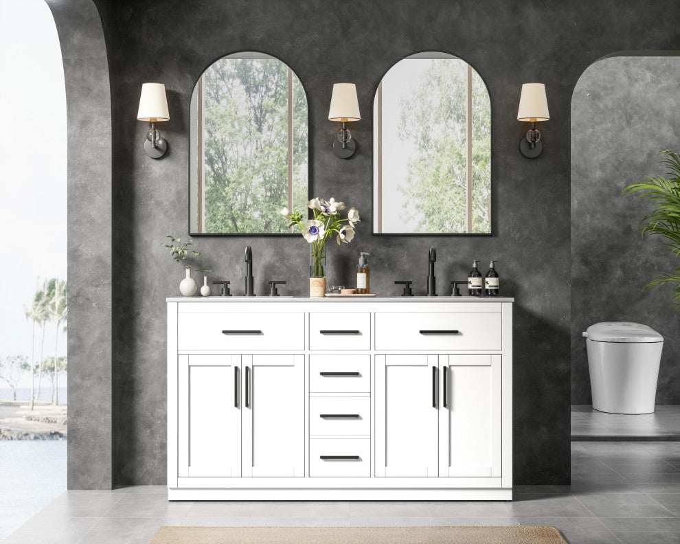 Home Living 60" Double Bathroom Vanity, White