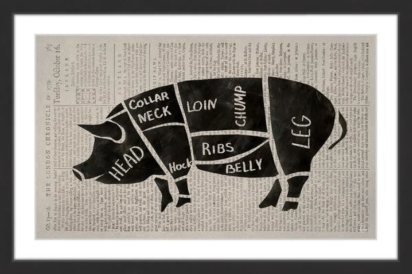 "Pork Cuts" Framed Painting Print, 24"x16"