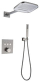Thermostatic Rain Shower System with Hand Shower-Includes Rough-in Valve, Brushed Nickel