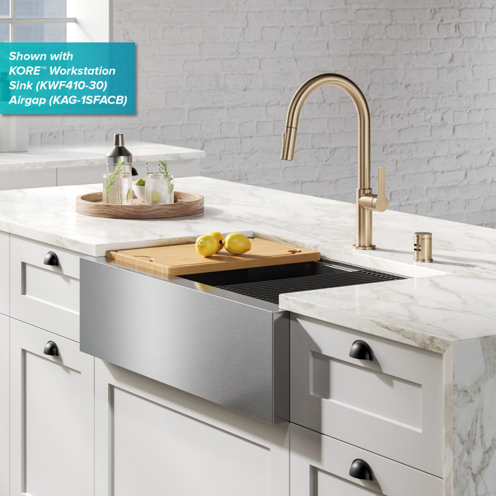 Oletto Pull-Down 1-Hole Kitchen Faucet, Spot Free Antique Champagne Bronze