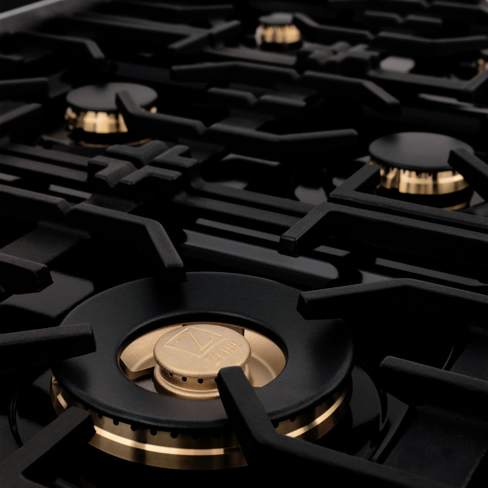 ZLINE 36" Dual Fuel Range, Stainless Steel With Brass Burners RA-BR-36