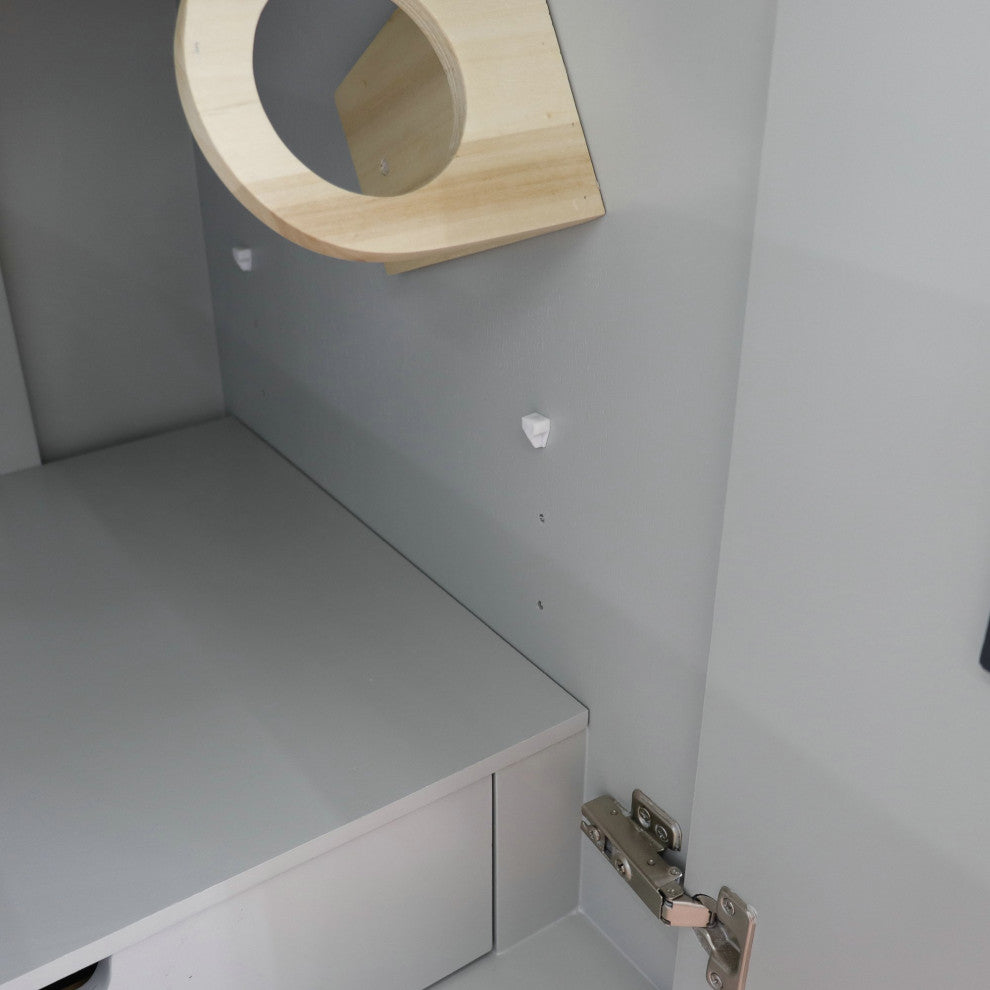 25" Single Sink Vanity, Light Gray Finish With Black Galaxy Granite