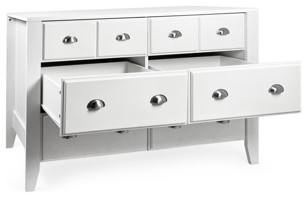 Cleary Contemporary Faux Wood 6 Drawer Double Dresser, White