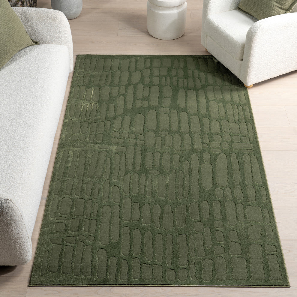 Nuloom Belen Modern Abstract Rug, Forest Green 4' x 6'