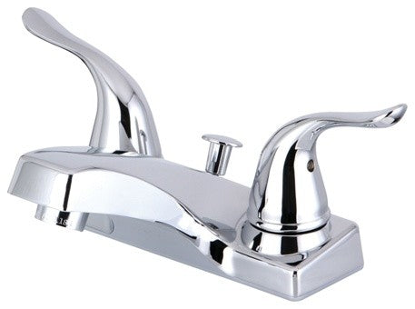 Kingston 4" Centerset Bathroom Faucet w/Plastic Pop-Up, Polished Chrome