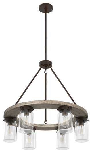 Hunter Devon Park Onyx Bengal and Barnwood 6-Light Chandelier Light Fixture