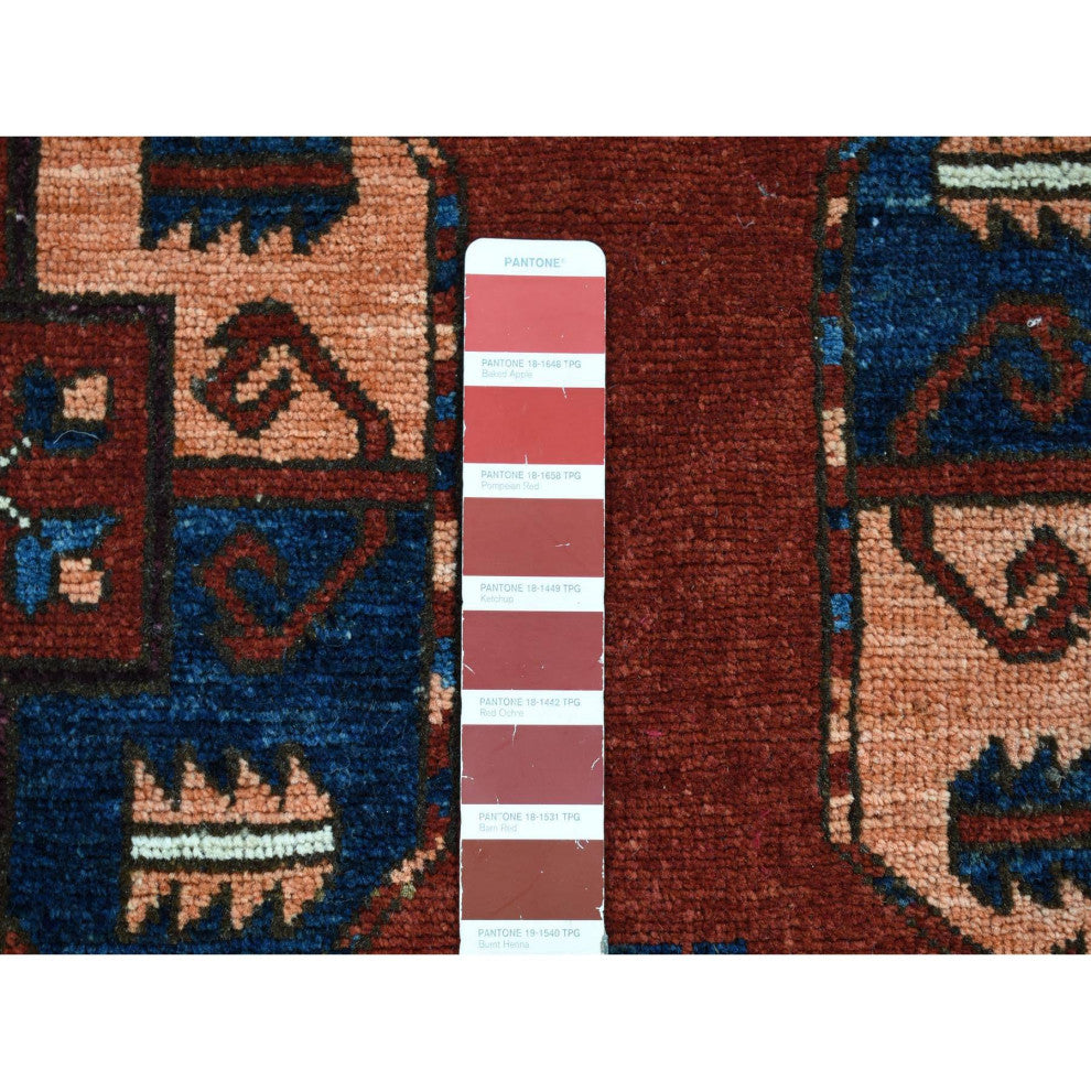 Rust Red, Afghan Ersari, Hand Knotted Pure Wool Oriental Rug, 3'10"x5'10"