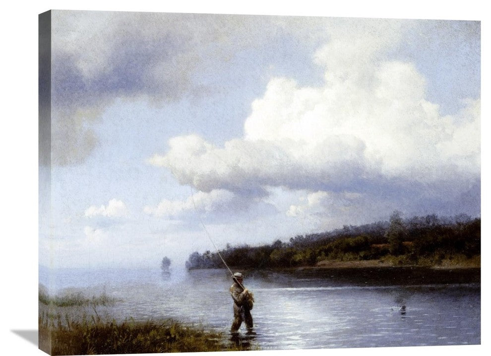 "Fly Fishing" Stretched Canvas Giclee by Hermann Herzog, 30"x24"