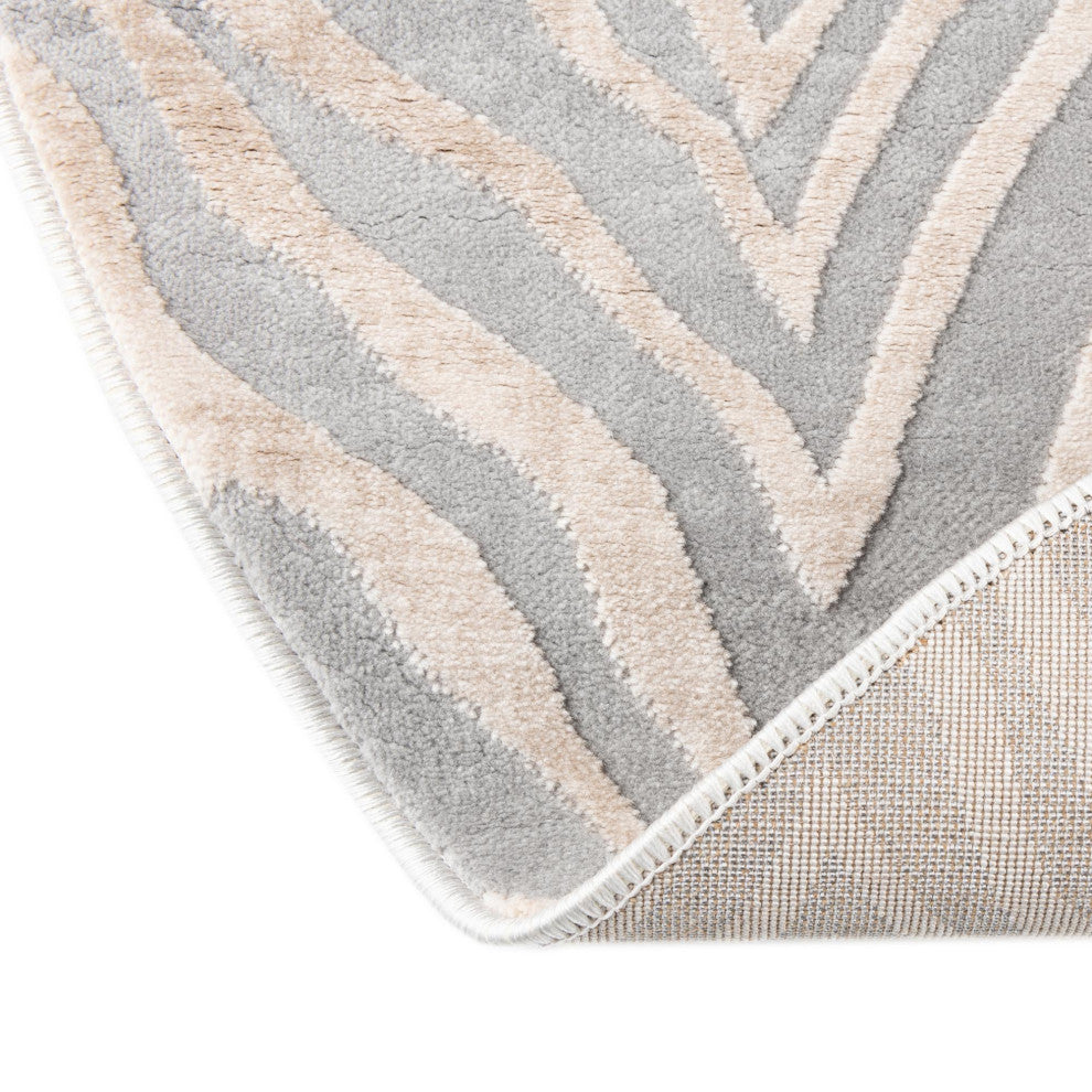 Unique Loom Meghan Finsbury Rug, Gray and Ivory, 5'3"x8' Oval