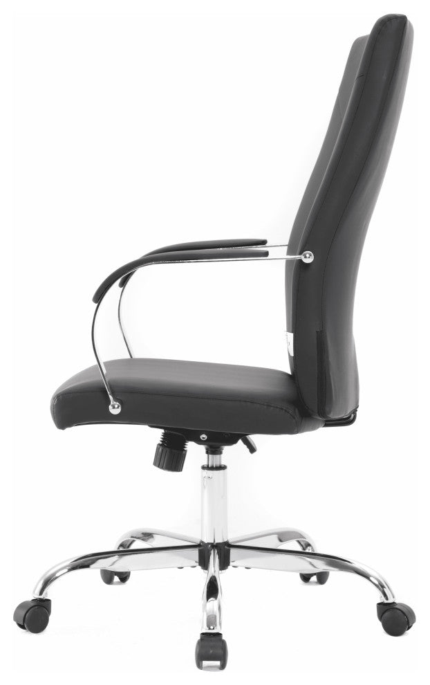 LeisureMod Sonora High-Back Adjustable Leather Conference Chair, Black