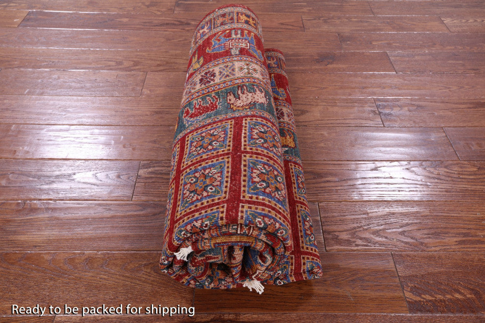 5' 0" X 6' 9" Antiqued Pazyryk Historical Design Hand-Knotted Rug Q10173