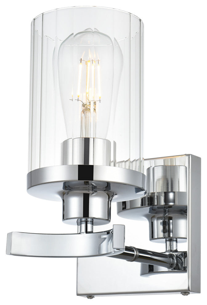 1 Light Chrome And Clear Bath Sconce