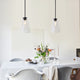 1-Light Matte Black 8 in. Mini Pendant With Hammered Glass Shade