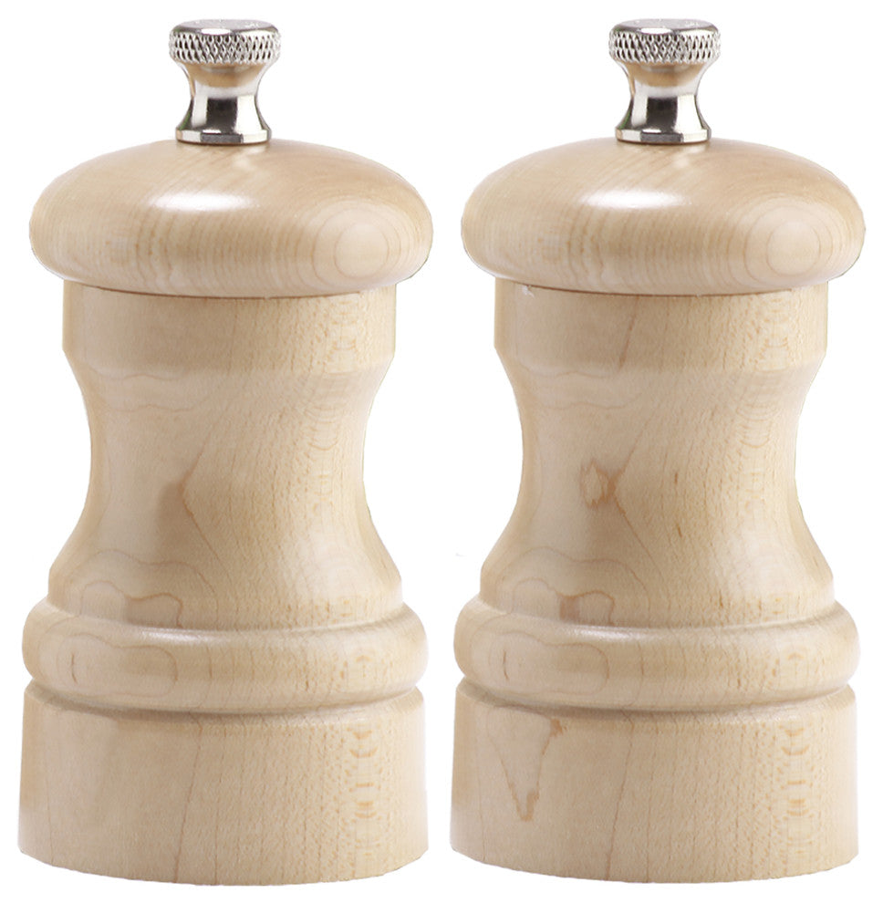 Chef Specialties Pro Series Capstan Pepper Mill and Salt Mill Set, 4", Natural