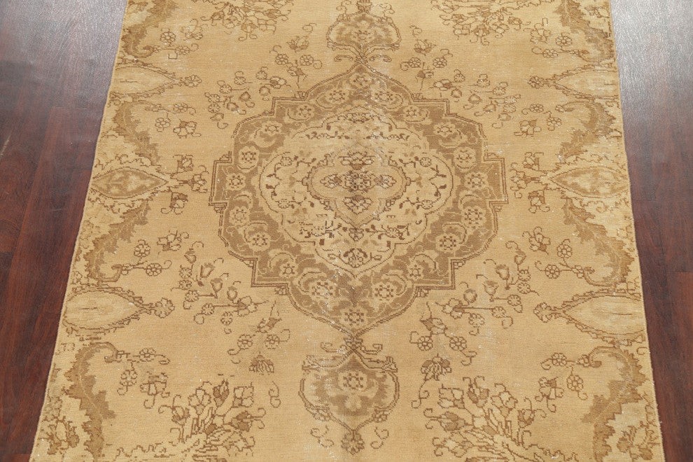 Consigned, Faded Persian Traditional Handmade Vintage-Style Area Rug, Brown, 6x8