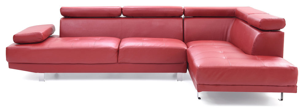Riveredge 109" W 2 Piece Faux Leather L Shape Sectional Sofa, Red