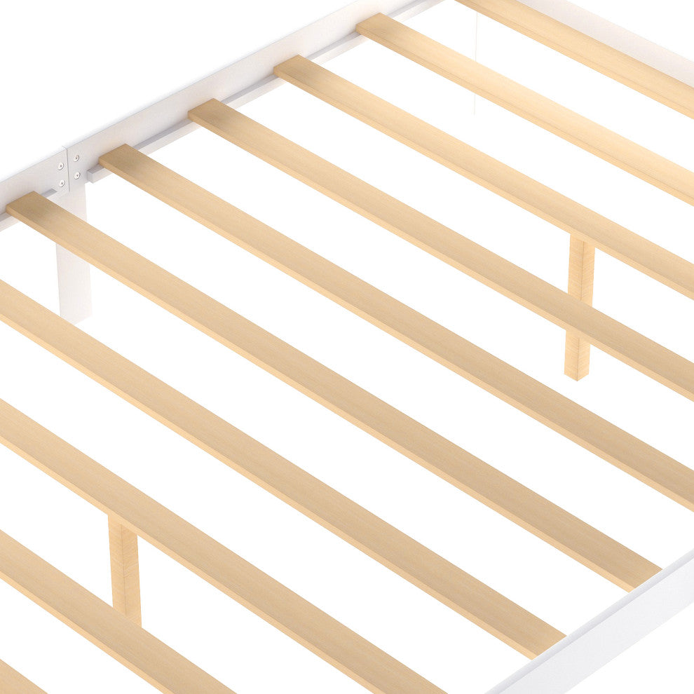 Gewnee Full Size Platform Bed with Under-bed Drawers, White