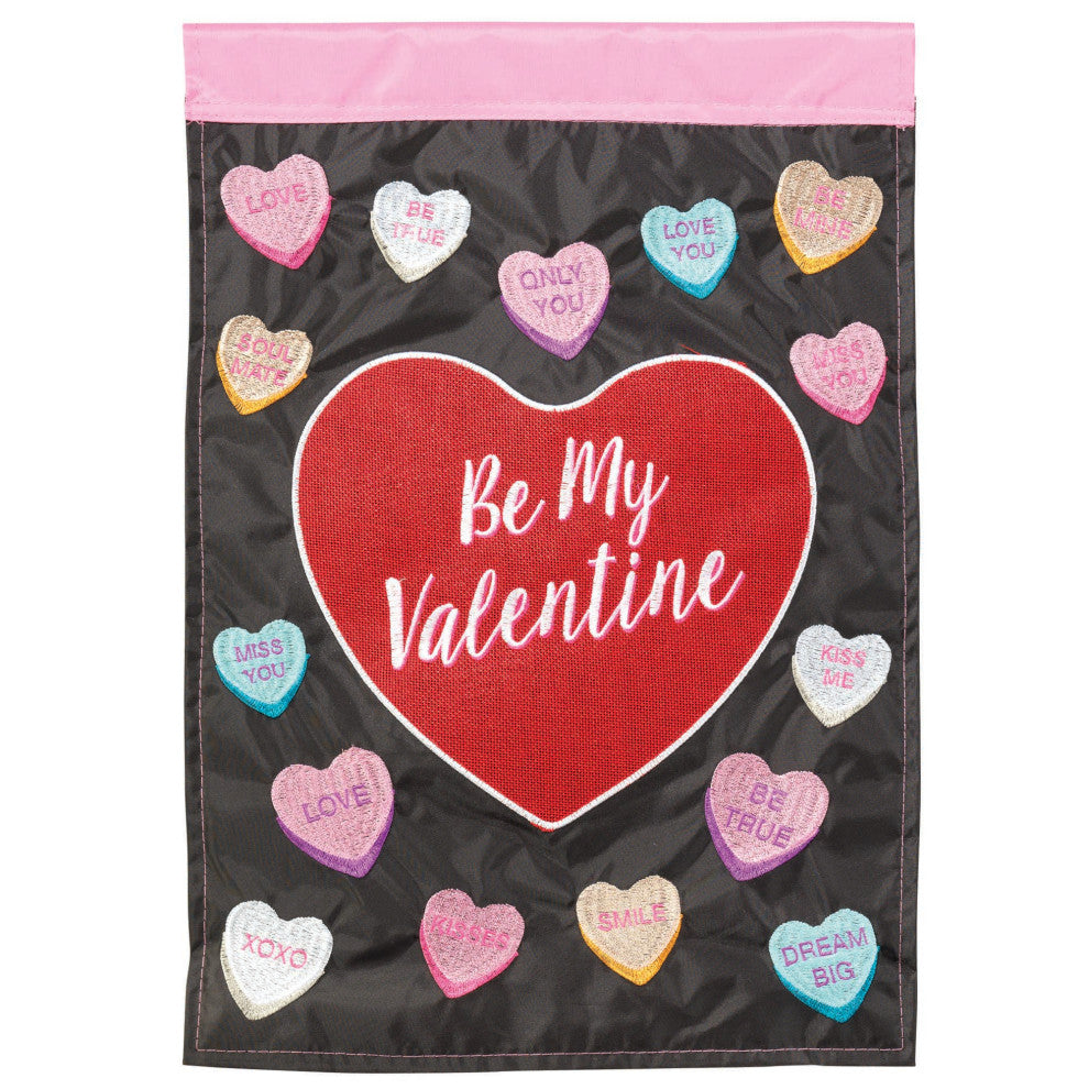 Flag Candy Hearts Burlap Polyester 29x42