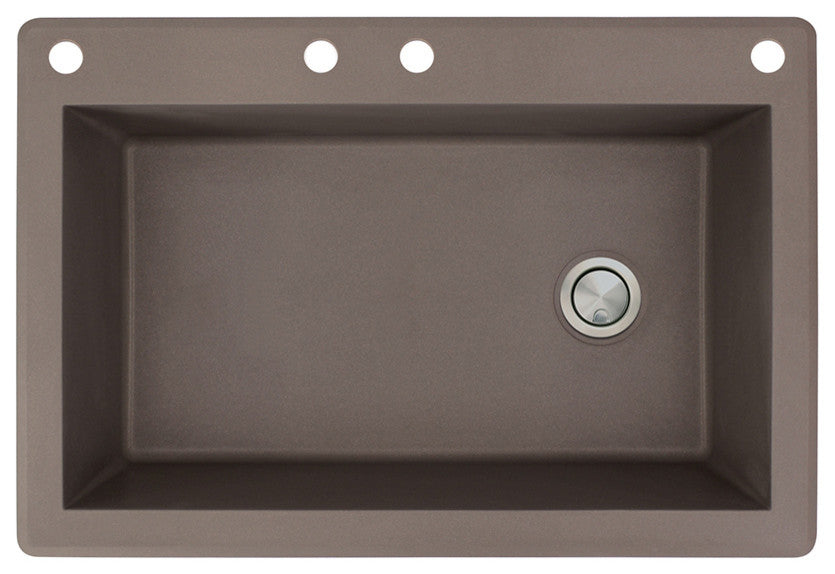 Radius 33" silQ Granite Single Bowl Kitchen Sink with 4 Holes in Espresso