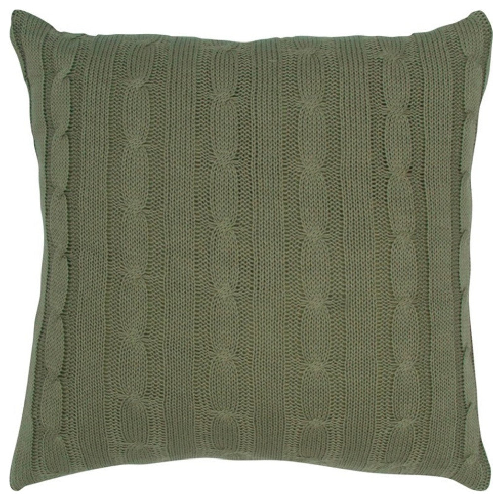 Olive Green Knit Sweater Stripe Down Throw Pillow