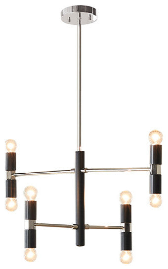 INK+IVY Gardham Arm Sphere 8-Light Chandelier, Black/Silver
