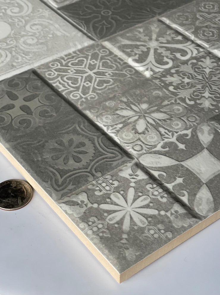 Lazio 12''x 24'' Ceramic Tile for Wall in Dark & Light Grey