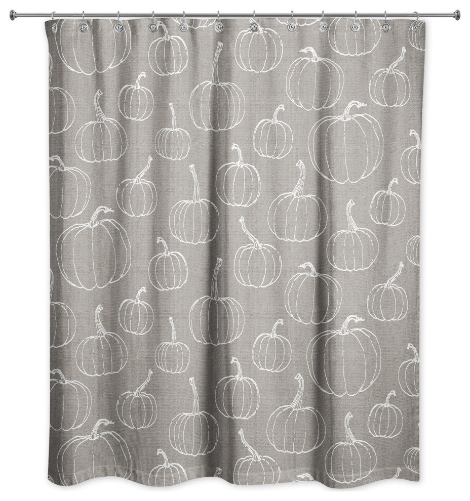 Gray Pumpkin Pattern 71x74 Shower Curtain