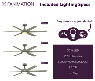 Brawn 64" Ceiling Fan with LED CCT Light Kit, Indoor/Outdoor, Antique Graphite