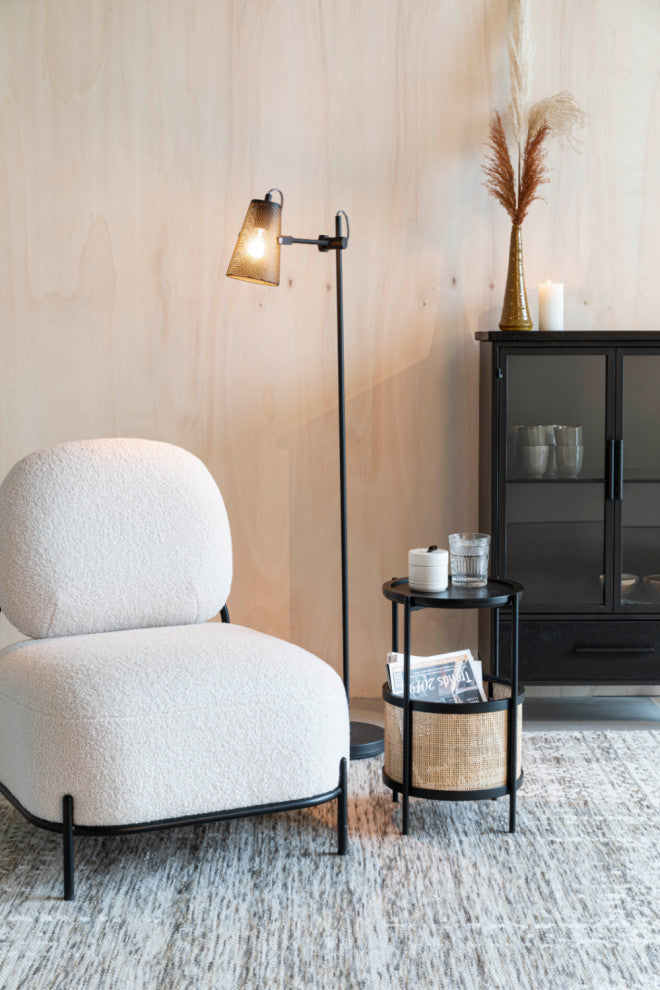 Rattan Accented Side Table | DF Makoto, Black