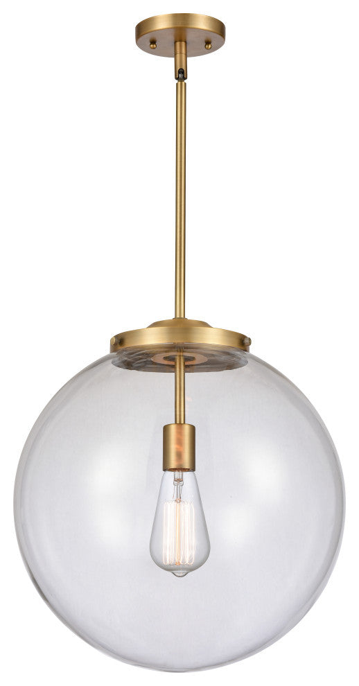 Beacon Pendant, Brushed Brass, Clear, Clear