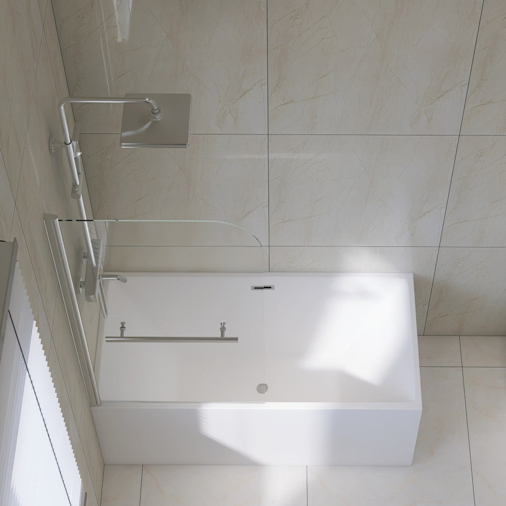 31 in. W x 55 in. H Frameless Fixed Glass Tub Panel