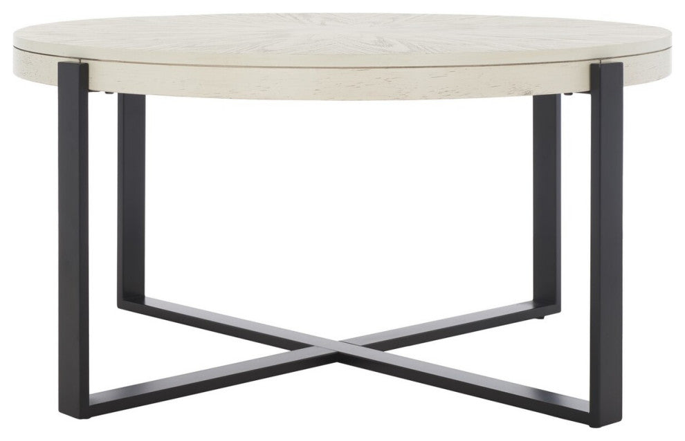 Safavieh Navya Round Coffee Table, White Washed/Black