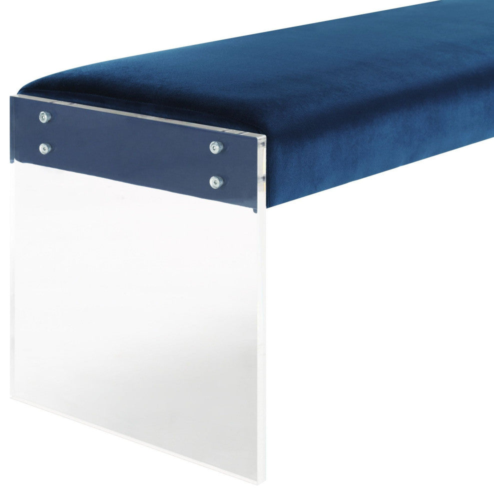 Envy Blue Velvet/Acrylic Bench
