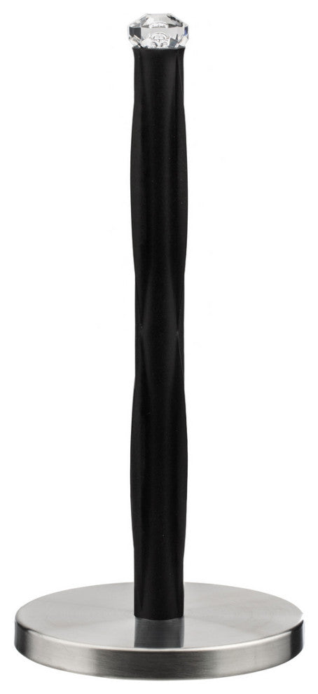 Jiallo Paper Towel Holder with Black Ridges, faux crystal top
