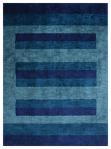 HAND KNOTTED LOOM SILK ECO-FRIENDLY AREA RUG-Rectangle,Blue Blue,Contemporary