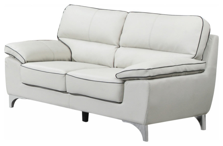 Classy Light Gray Leather Loveseat