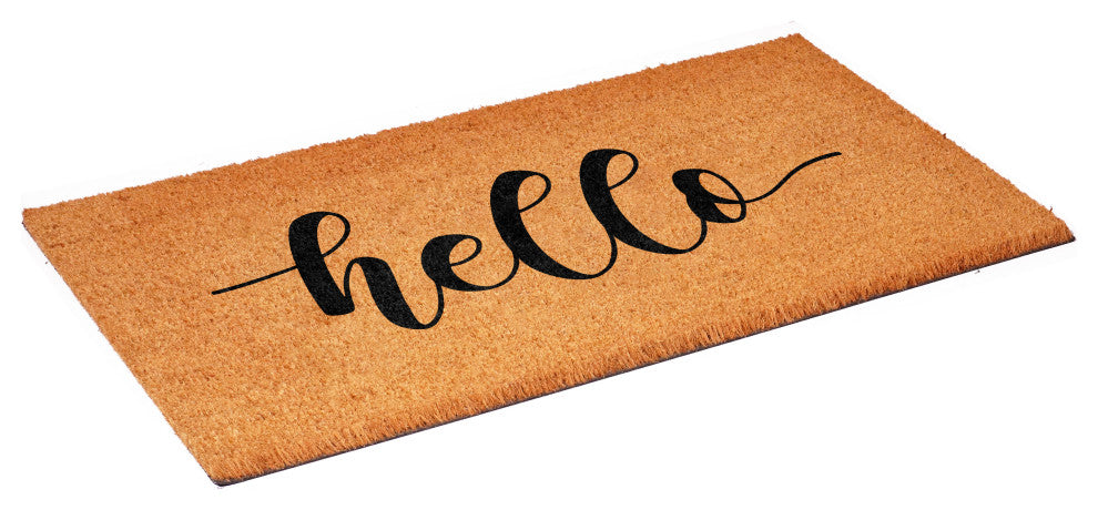Calloway Mills Hello Script Doormat, Black, 17" X 29" X 0.60"