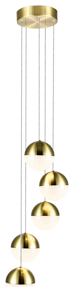 Ravello 5-Light ETL Certified Integrated LED Chandelier Lighting Fixture, Brass
