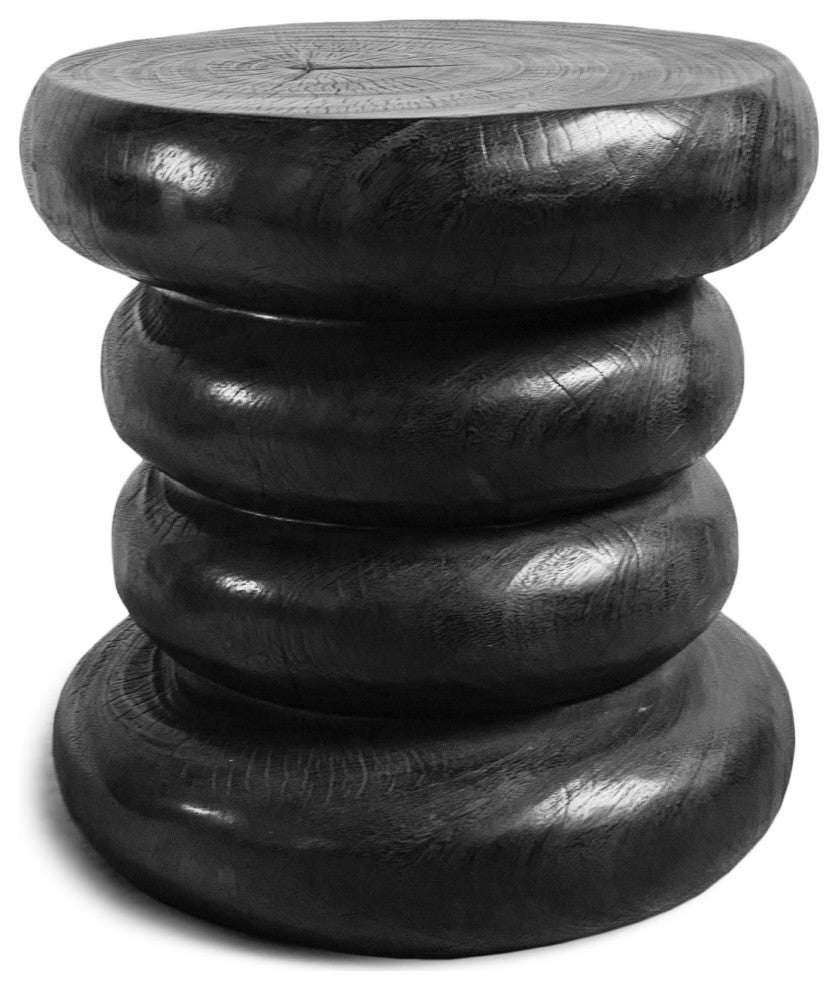 Black Stacked Ring Stool Table
