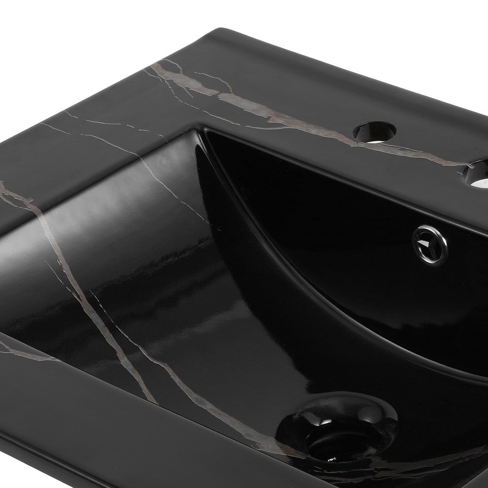 Ancillary 3-Hole Contemporary Rectangular Ceramic Single Sink Basin Vanity Top