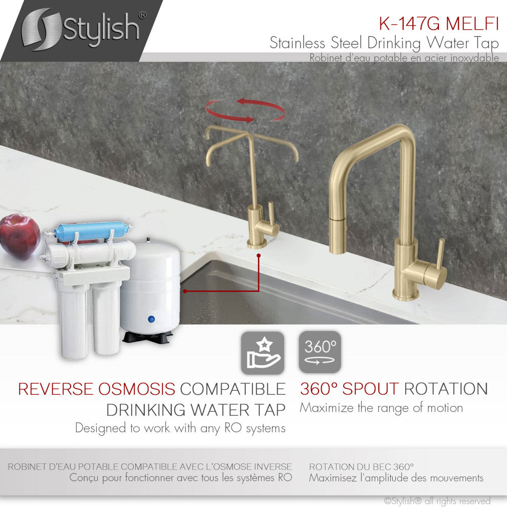 STYLISH Single Handle Stainless Steel Drinking Water Kitchen Faucet